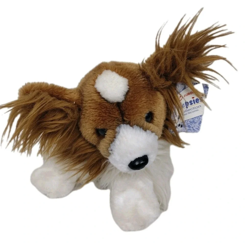 Aurora Puppillons Brown White Papillon Dog Plush Butterfly #30521